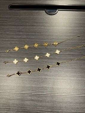 Gold Tone Set of 3 Bracelets Gold White and Black EUC